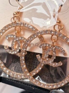 Gold Color Rhinestone Costume Earings #206263443883
